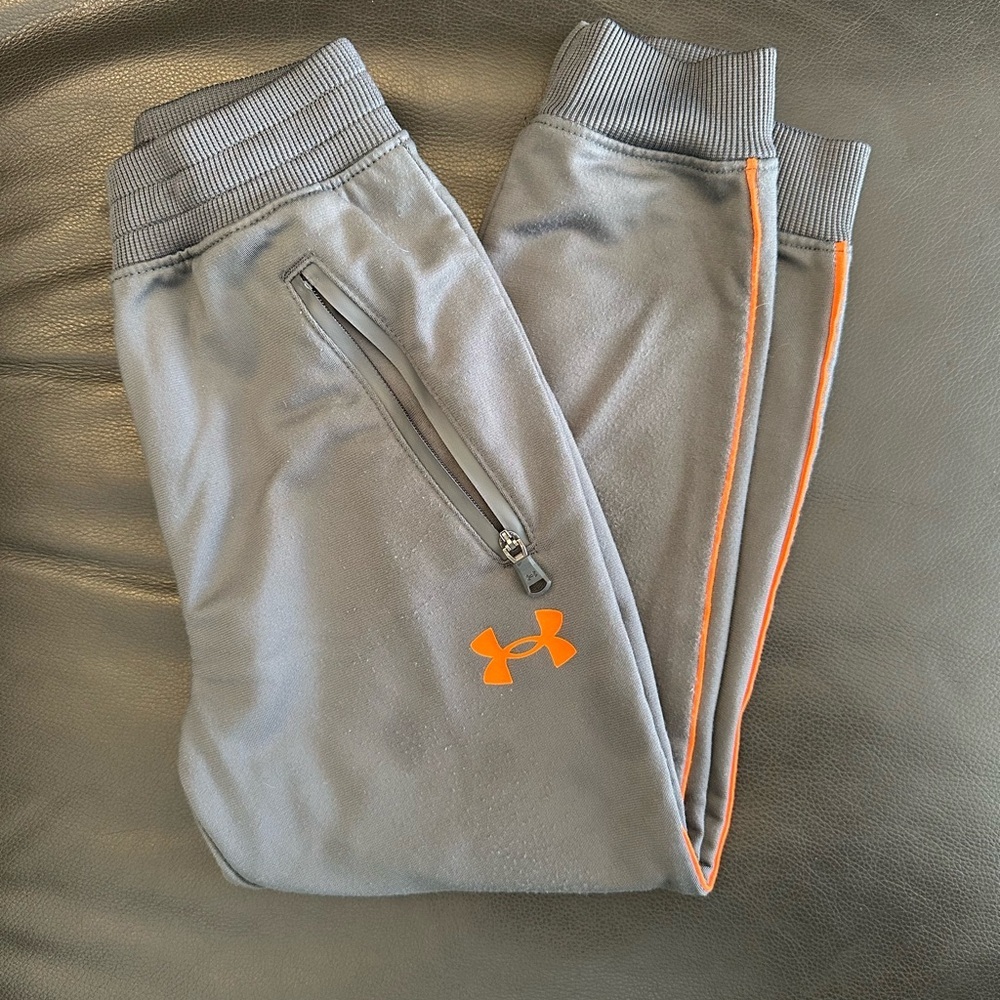 Under Armour Gray Joggers with Orange Accents
